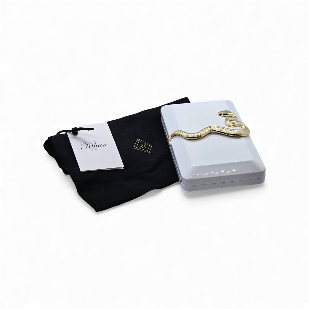 Kilian The Dawn Coffret Hard Case Metal Snake Clutch in White - New